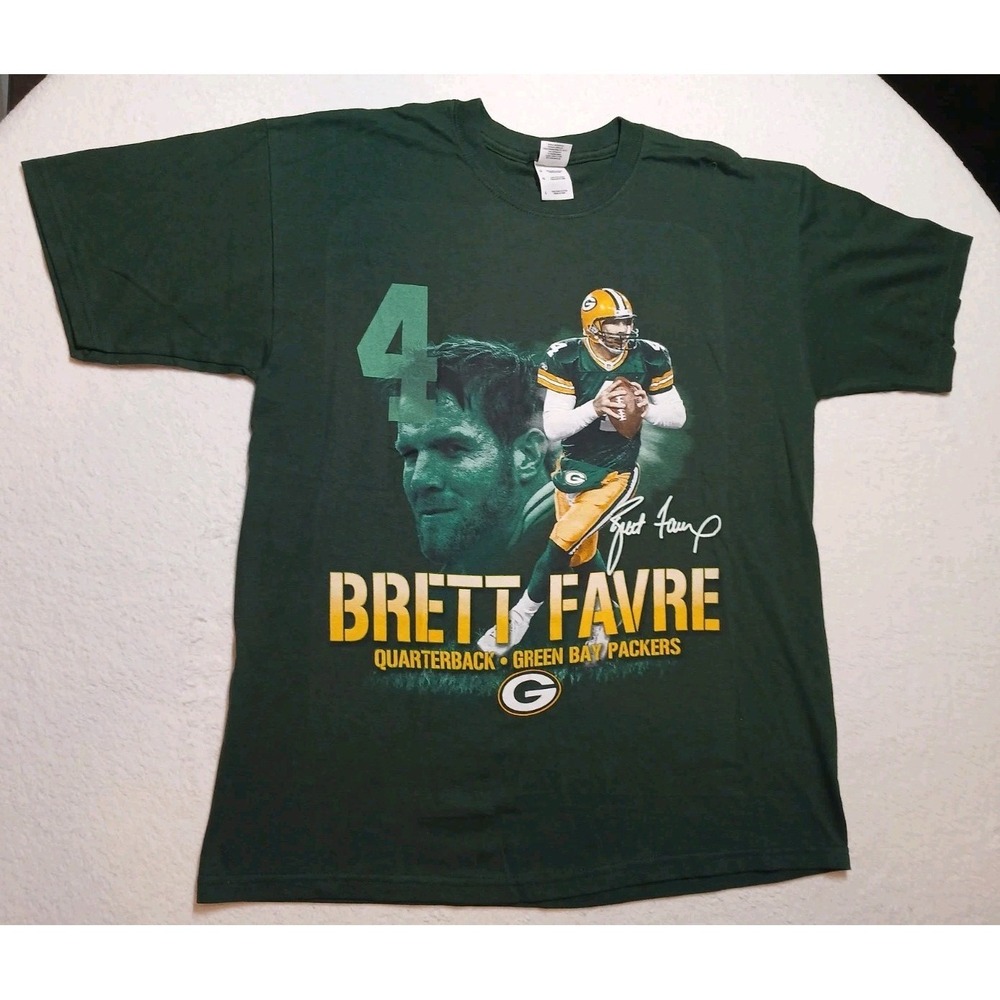 Vintage 90s Brett Favre Green Bay Packers Green Sportswear Football Tee Size L